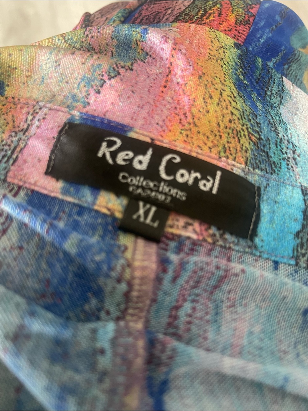 Abstract Multicolor Brushstroke Button-Front Blouse - Picture 5 of 6